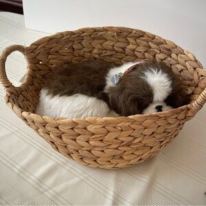 Perfect Petzzz Sleeping Shih Tzu Dog With Basket Bed